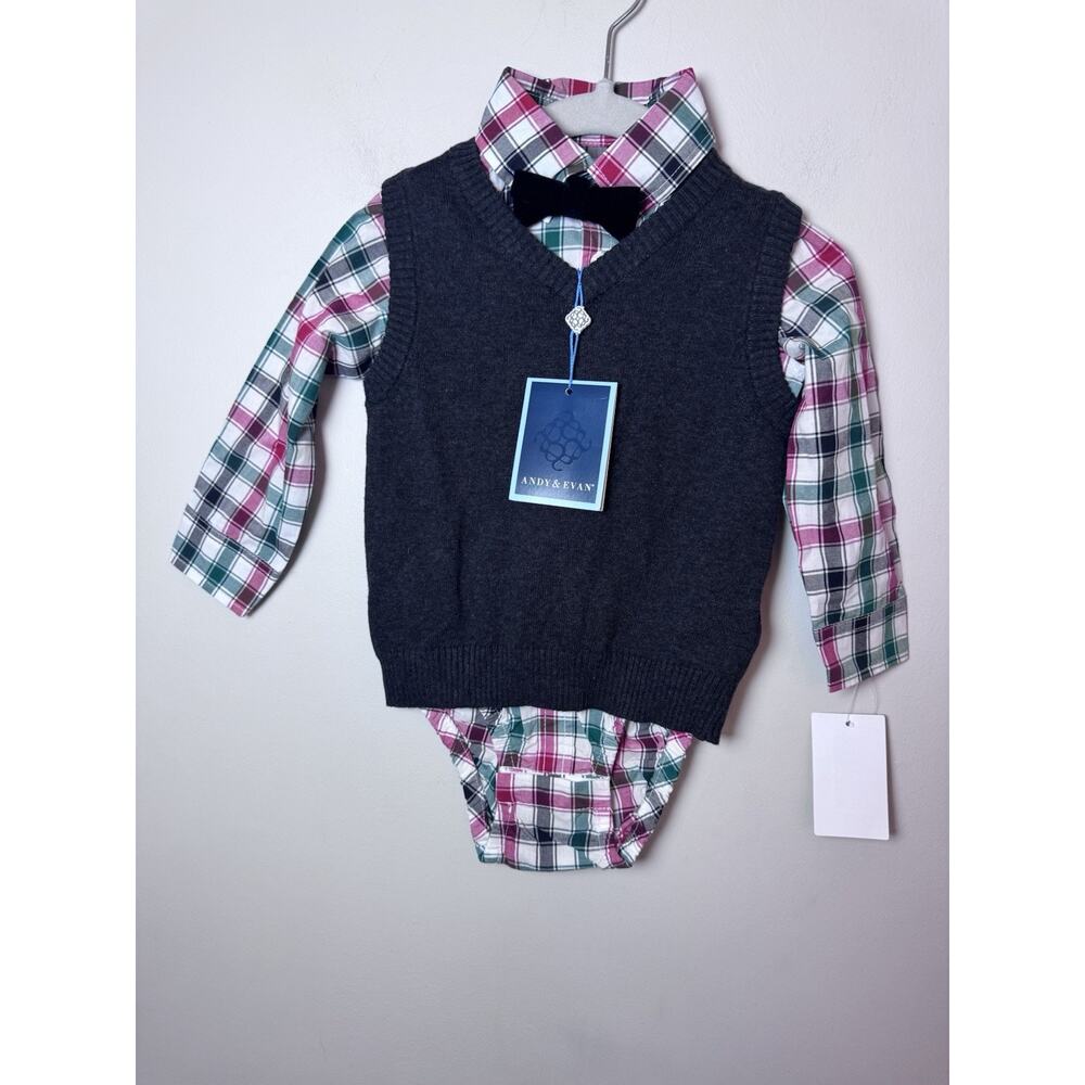 Andy & Evan 3 Piece Sweater Vest Set 18-24M NWT